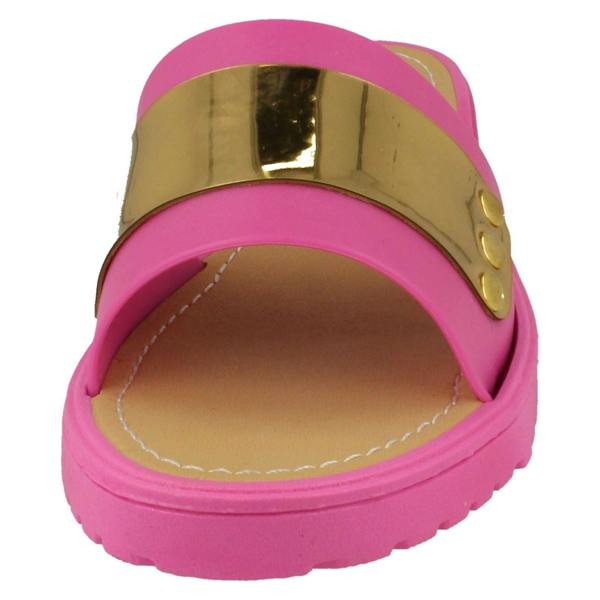 Savannah Ladies Savannah Flat Metal Detail Mules