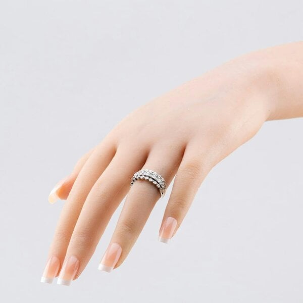 T. H. Baker Sterling Silver Certified Lab Grown 0.25ct Diamond Three Row Cluster Ring LGR45020-25