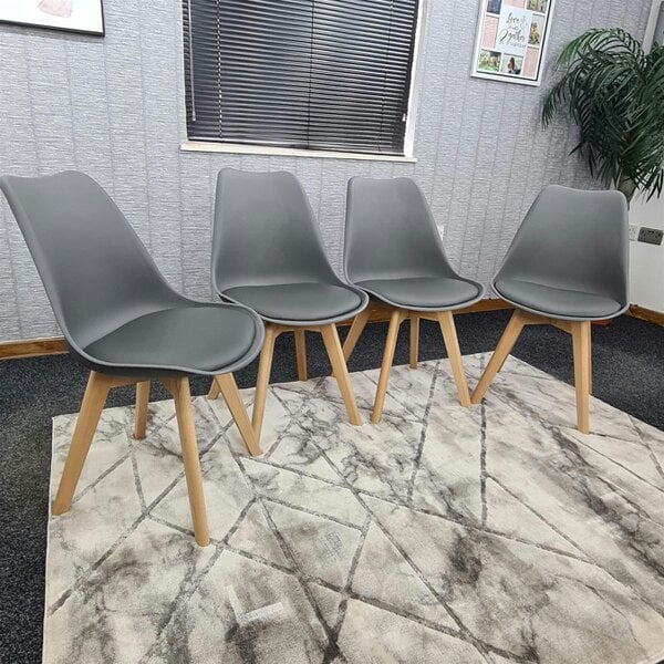 Kosy Koala Dining Chairs Set of 4 Grey Leather Kitchen Table