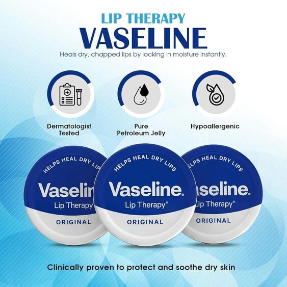 Vaseline Lip Therapy Original Lip Balm Tins 3 x 20g
