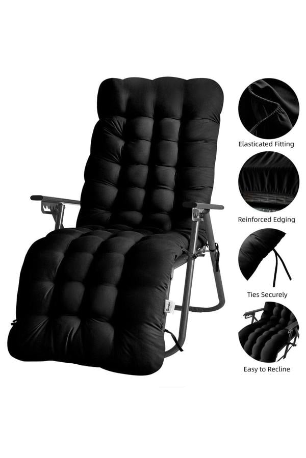 Groundlevel Extra Thick Soft Fill Full Length Chair Cushions - Black