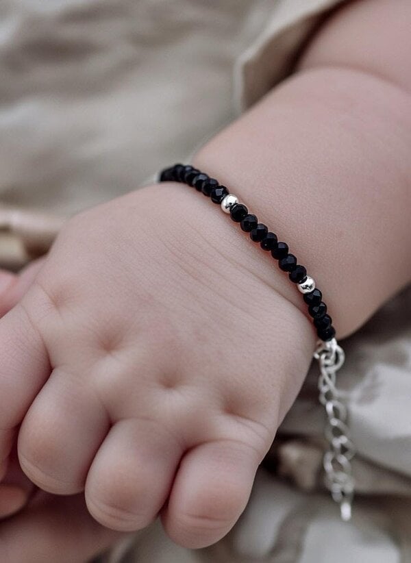 The Colourful Aura Classic Black Beaded Kids Nazaria Bracelet/Anklet