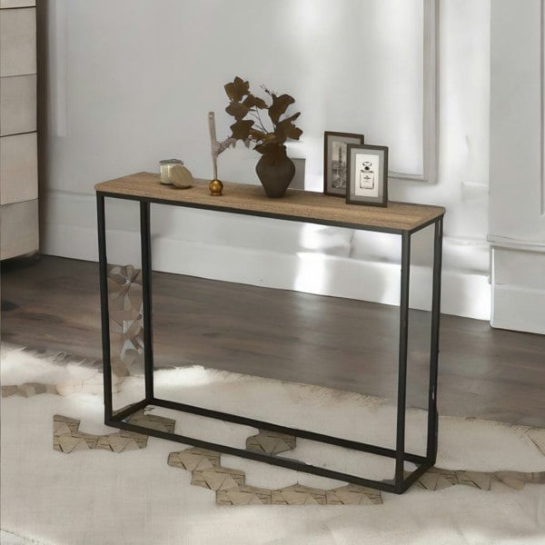 Rafaelo Mobilia Freestanding Slim Hallway Console Table Rustic Brown