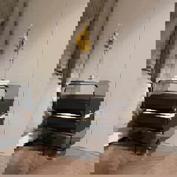 Friesen Rotateble Bedside Table With Storage & Light Strip-Weilai Concept