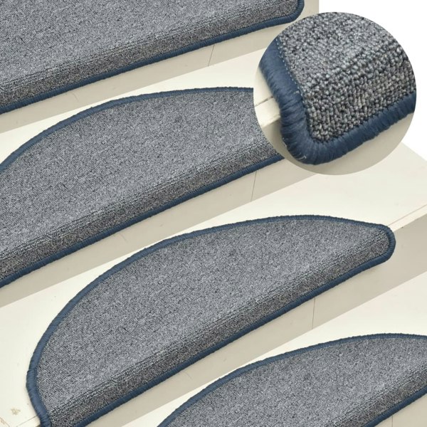 Berkfield Carpet Stair Treads 15 pcs Light Grey and Blue 56x17x3 cm