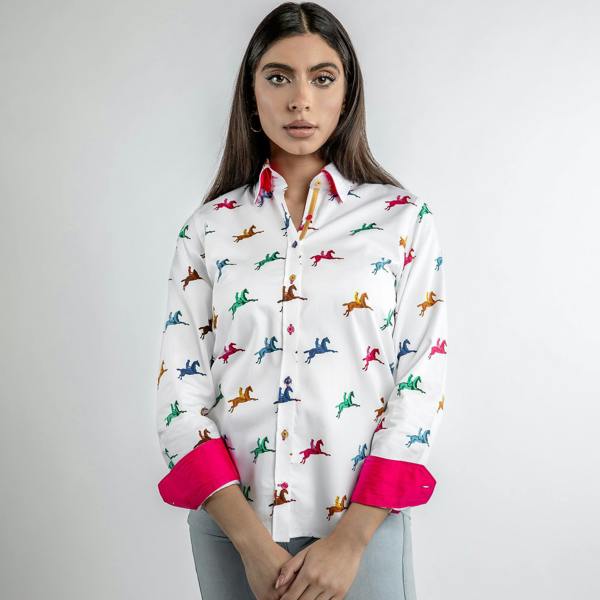 HORSE AND RIDER  WOMENS  PRINT SHIRT - Premium Men's Patterned Shirt by Claudio Lugli | Bold Design, Tailored Fit, Best Printed Shirts