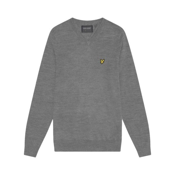 Lyle & Scott Mens V Neck Golf Jumper - Mid Grey Marl