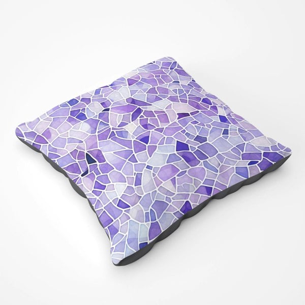 Warren Reed Purple And White Mosaic Design Floor Cushion