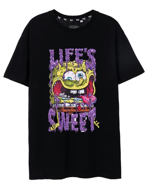 SpongeBob SquarePants Mens Black Life's Sweet Short Sleeved T-Shirt
