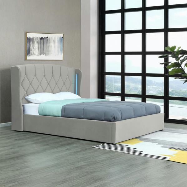 Mayfair Double Silver Ottoman LED Bedframe