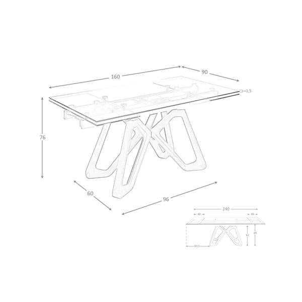 Angel Cerdá Rectangular tempered glass and walnut extending dining table 1122