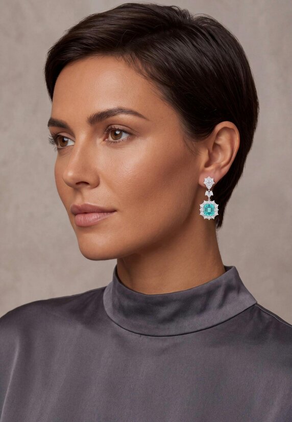 Latelita Arabella Aquamarine Drop Earrings Silver