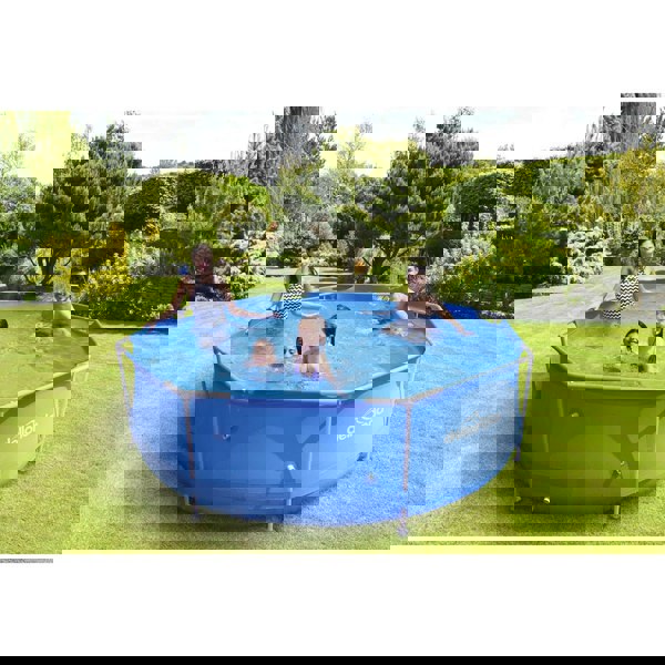 10ft Steel Frame Garden Swimming Pool & Filter Pump - 76cm Deep Kids Paddling - LoopsDirect