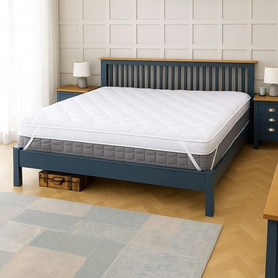 Neo Super King Mattress Topper Soft Memory Foam Plush Bounce Fibre Breathable Diamond Quilted Fabric AntiSlip Corner Straps Secure Fit All Bed Sizes