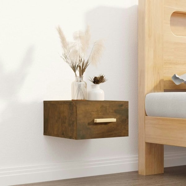 Berkfield Wall-mounted Bedside Cabinet Smoked Oak 35x35x20 cm