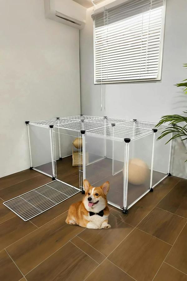 18 Panels Portable Clear Pet Playpen Fence with Door