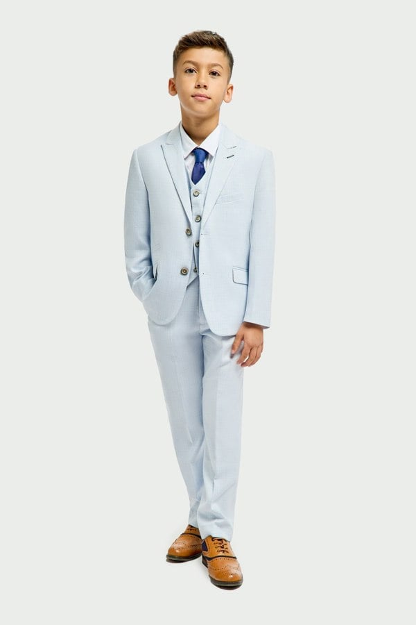 House of Cavani Boys Tropez Sky Three Piece Wedding Suit