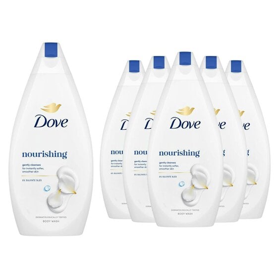 Dove Nourishing Body Wash 6 Pack, 0% Sulfate SLES Shower Gel, 450ml