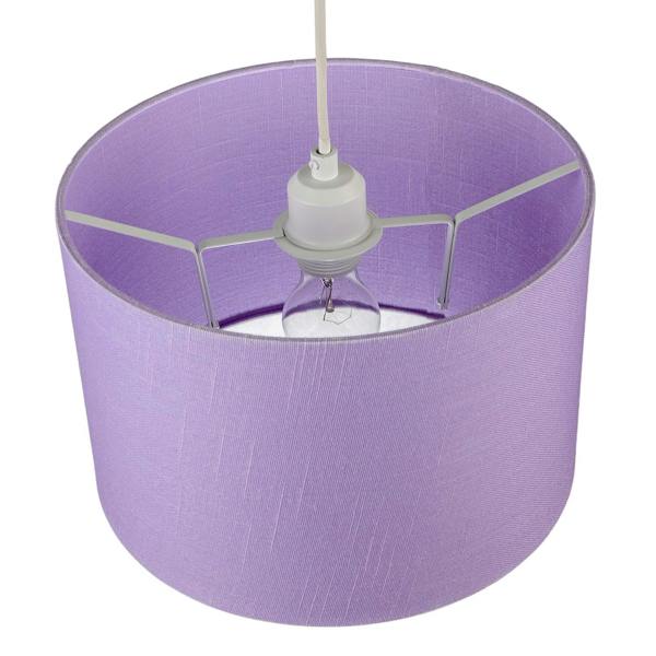 Modern Designer Lavender Oil Textured Linen Fabric Circular Lamp Shade Image 3