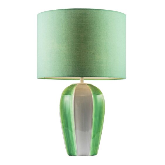 Happy Homewares Elegant Hand Painted Emerald Green Ceramic Gloss Table Lamp with Shade