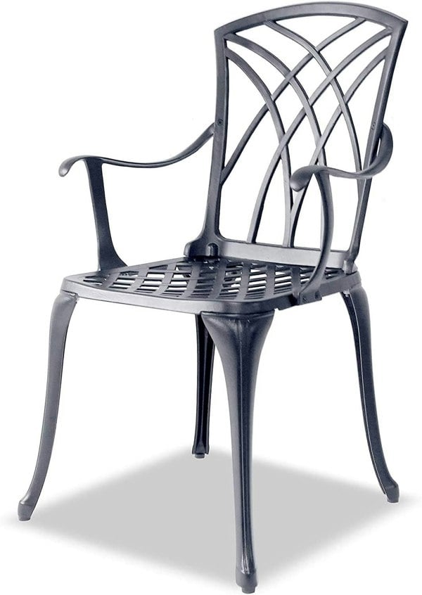 Centurion Supports OSHOWA Luxurious Garden and Patio Table and 4 Large Chairs with Armrests Cast Aluminium Bistro Set Grey