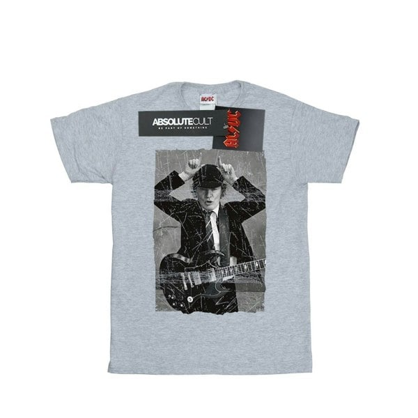 AC/DC Mens Angus Young Distressed Photo T-Shirt - Sports Grey