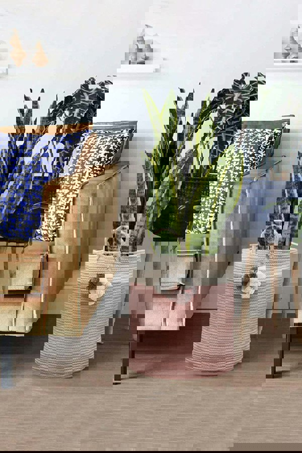 Living and Home 63L Woven Cotton Rope Laundry Hamper Basket Toys Storage with Handlers Pink 50cm H