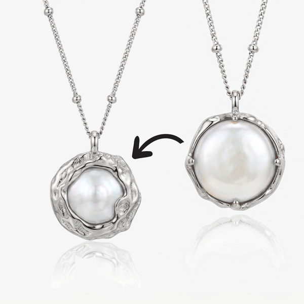 Muchv Baroque Pearl Necklace With Bobble Chain in 18k Gold or Silver