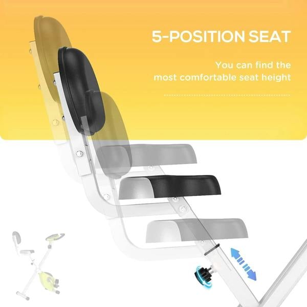Adjustable folding exercise bike seat with black pad and backrest