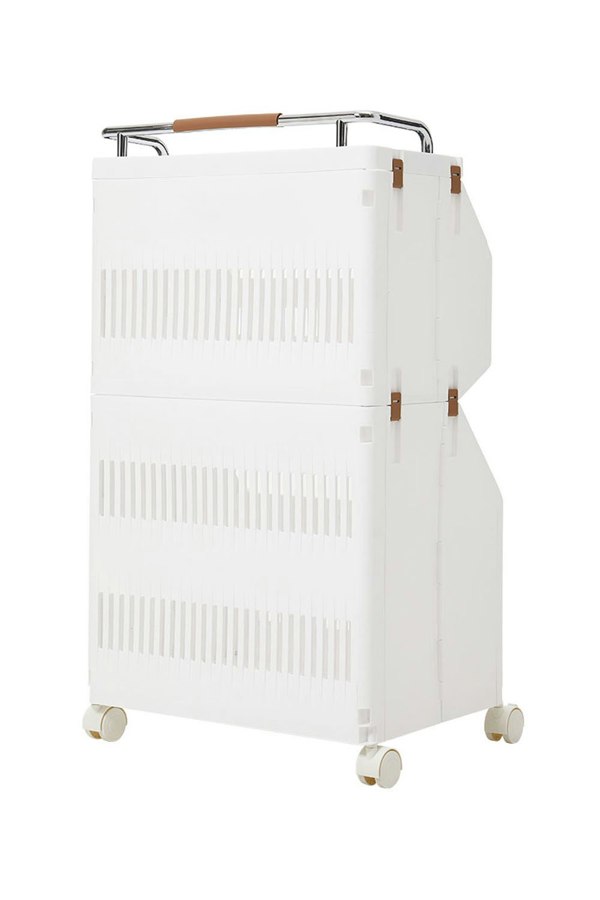Living and Home 3-Tier Rolling Laundry Basket Hamper Cart with Holder Shelf