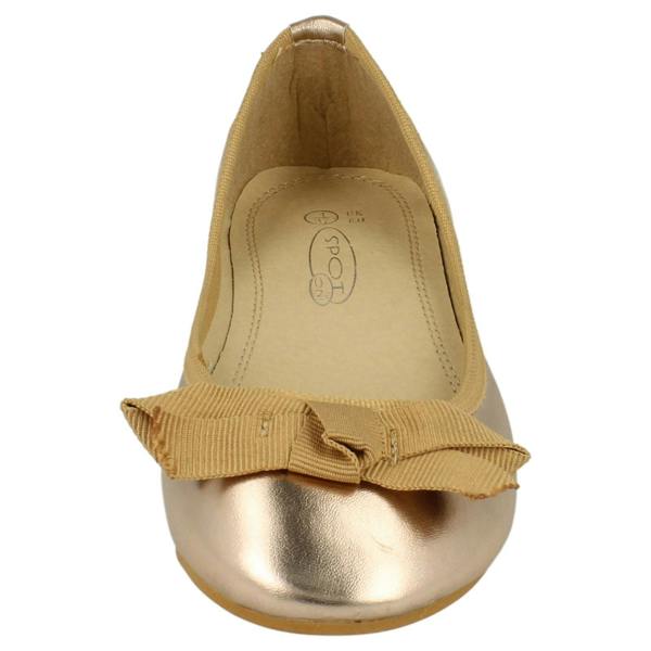 Spot On Ladies Spot On Flat Ballerina Ribbon Bow Vamp Shoe