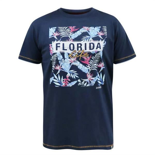 Duke Mens D555 Prestwick Florida Floral Kingsize T-Shirt - Navy