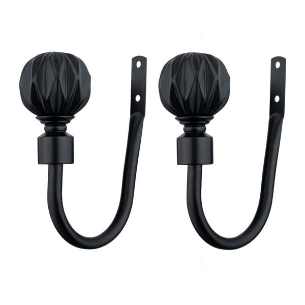 A.Unique Home Pair of Geo Ball Metal Holdbacks (Pair of Holdbacks) - Matte Black
