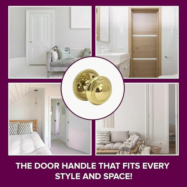 EDH Door Hardware Brass Plated Georgian Style Sprung Round Door Knob Set – Internal 1 Pair