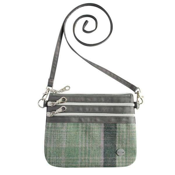 Earth Squared Tweed Mini Crossbody Pouch – Tartan 3 zip Purse Bag