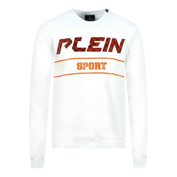 Plein Sport Philipp Plein Sport Orange Bold Logo White Jumper