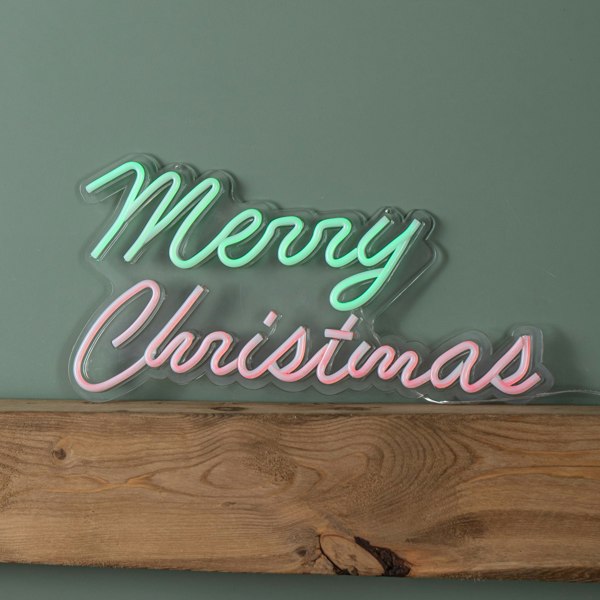 Samuel Alexander 50cm Light up Merry Christmas Neon Flex Sign in Green and Red