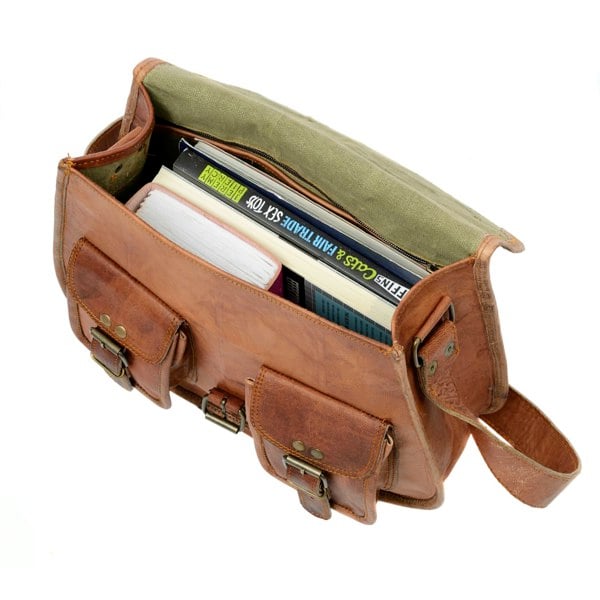 Paper High Brown Leather Satchel Style Saddle Bag