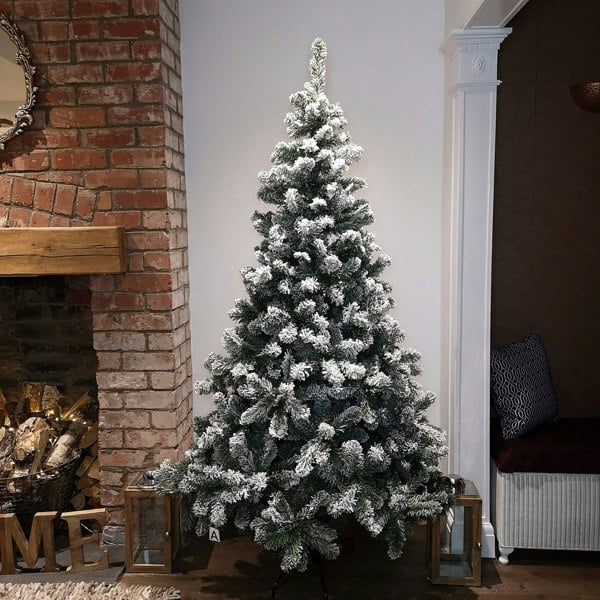 Samuel Alexander 7ft Snowy Imperial Pine White Green Fir Artificial Luxury Christmas Tree