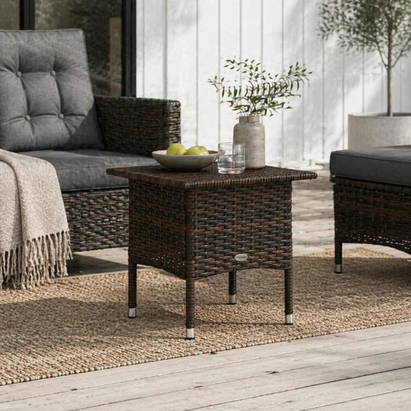Wyld Haus Varilu Brown Rattan Outdoor Coffee Table With Woven Top