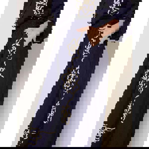 Blue Vanilla Floral Embroidery Trousers