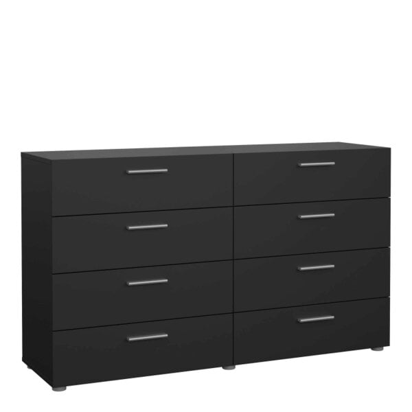 Wyld Haus Daejeon Black Wooden Wide Chest 8 Drawers