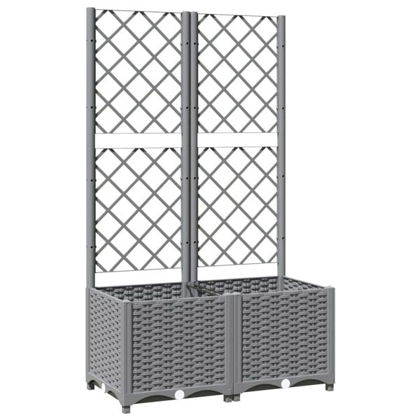 Berkfield Garden Planter with Trellis Light Grey 80x40x136 cm PP