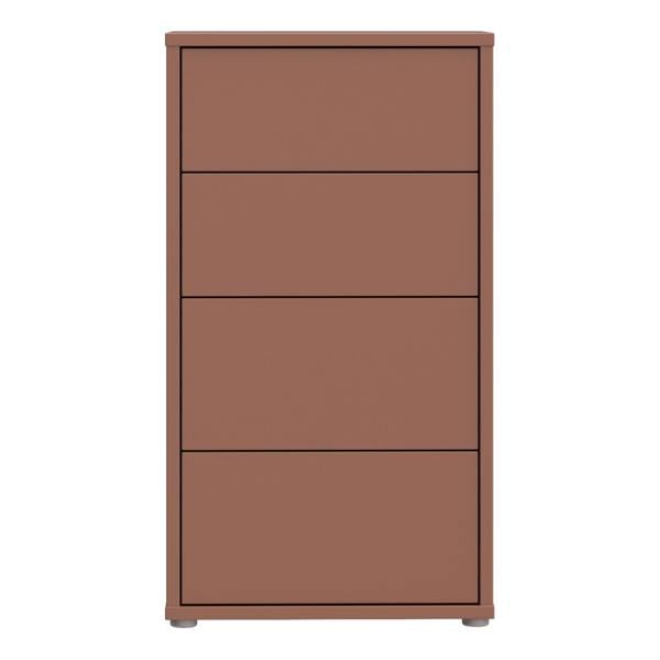 Alice Springs Tall 4 Drawer Chest with Push-to-Open Drawers in Terracotta