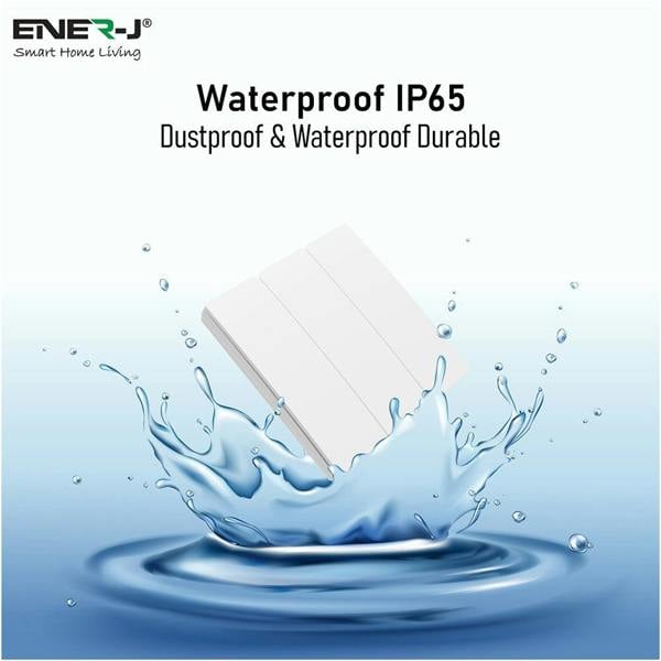 Ener-J 3-Gang Wireless Kinetic Switch & 3x 500W RF Receiver Kit, White, Battery-Free Multi-Zone Control