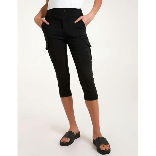 Blue Vanilla Seam Detail Crop Trousers With Cargo Pocket