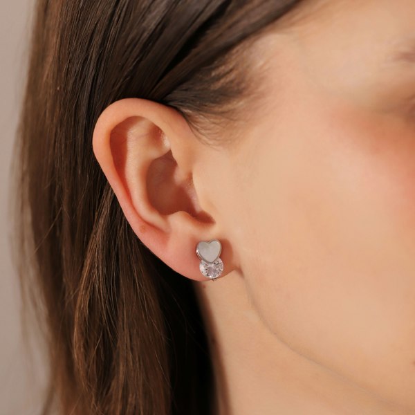 Gold Trip Heart Crystal Clip On Earrings