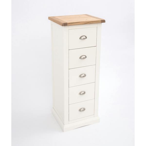 Cabinet Bits Cosenza 5 Drawer Narrow Chest of Drawers Chrome Cup Handle