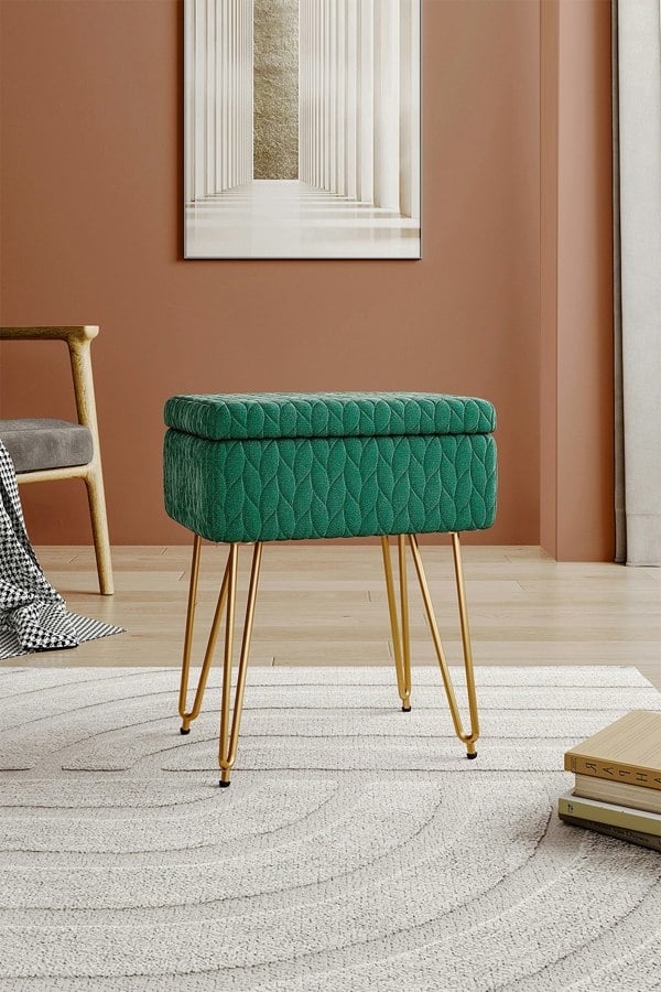 Living and Home Upholstered Storage Ottoman Vanity Stool