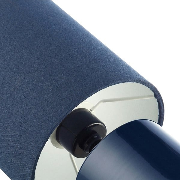 Modern Midnight Blue Glossy Table Lamp with Cotton Fabric Shade Image 3